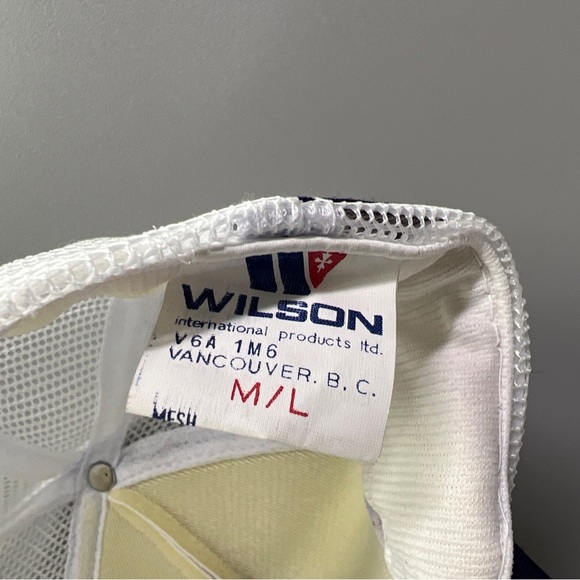 Vintage 3 Stripe I Rode For Canada White Blue Red Snap Back Trucker Mesh Foam - Picture 9 of 9